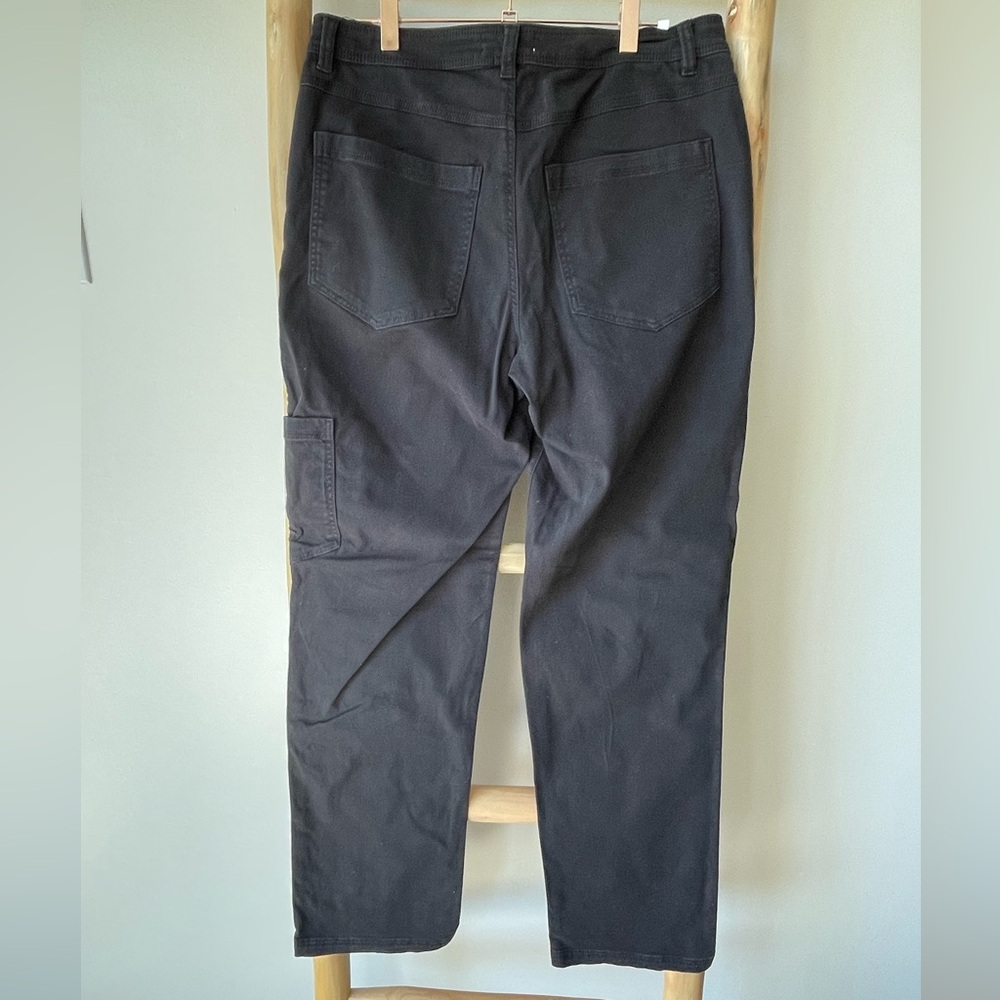 H&M Black Straight Leg Twill Cotton Carpenter Cargo Casual Pants 8 - Picture 6 of 7